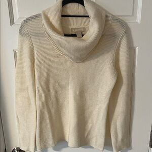 Banana Republic Cream Wool Blend Cowl Neck Sweater Medium Petite